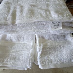 Towel set 3 piece white cotton bath and hand towel